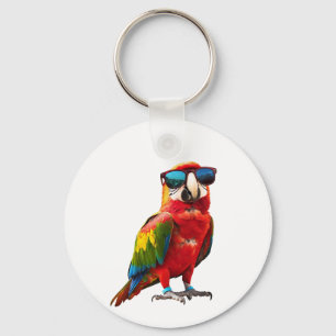 Porte-clés Perroquet cool avec lunettes de soleil