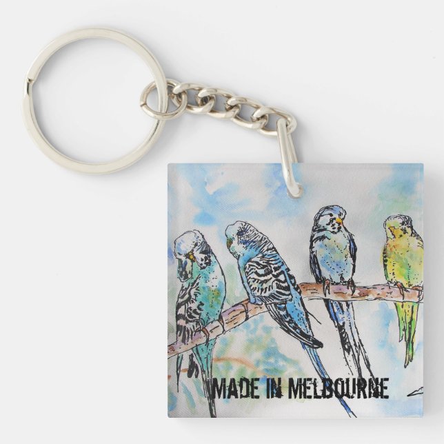 Porte-clés Perroquet Perruche Fabriqué à Melbourne  (Devant)