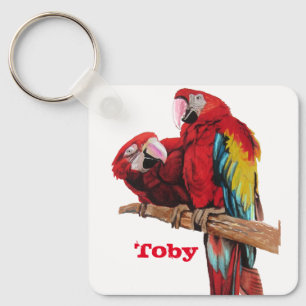 Porte-clés Perroquets de perroquets de macaw rouge Aquarelle 