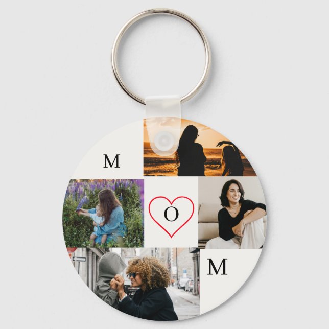 Porte-clés Personalized 4-Photo Collage Mom Monogram (Recto)