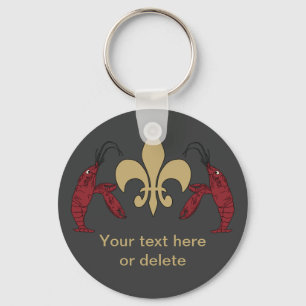 Porte-clés Personalized Black Gold Fleur de Lis Crawfish
