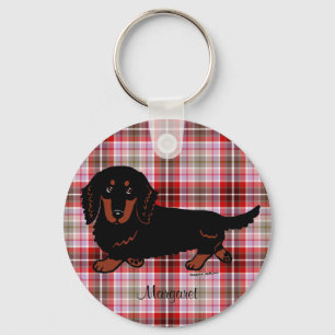 Porte-clés Personalized Dachshund Long Haired Black and Tan