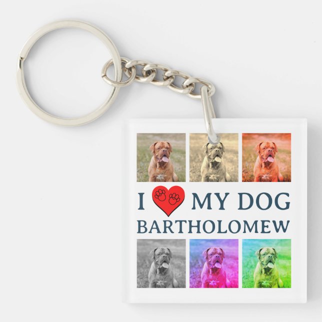 Porte-clés Personalized Dog Pop Art Pet Lover Gift (Devant)