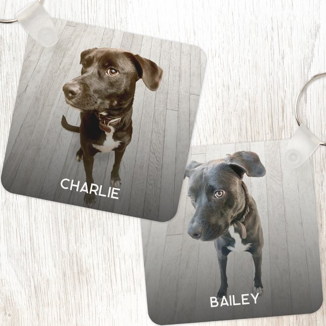 Porte-clés Personalized Double Sided Pet Dog Two Photo (Double sided two photo personalized custom name dog or pet lover keyring keychain)