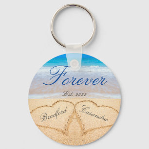 Porte-clés Personalized Forever   Hearts in Sand  Wedding