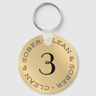 Porte-clés Personalized Gold Sobriety Anniversary Key Chain