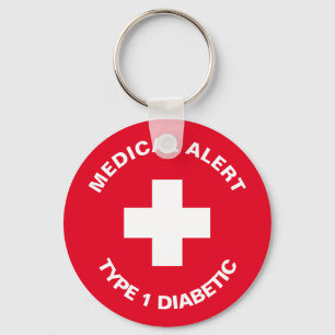 Porte-clés Personalized Medical Alert  Diabetic Red 