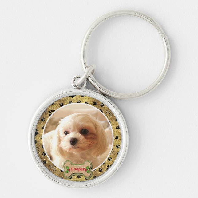 Porte-clés Personalized Photo Dog - Paw Print Design (Devant)