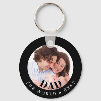 Porte-clés Personalized Photo in Black Circle Best Dad