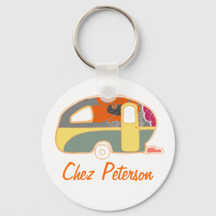 Porte-clés Personalized Retro Art Caravan Owner's Keychains