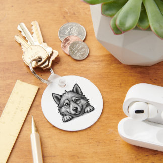 Porte-clés Personalized Veterinarian Husky Sketch