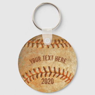 Porte-clés Personalized Vintage White Baseball red stitching