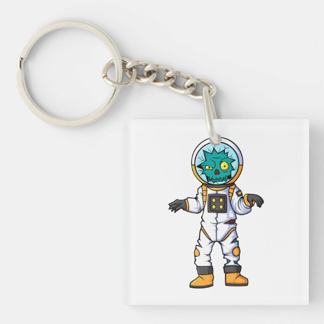 Porte-clés personnage de bande dessinée astronaute zombie éff (Devant)