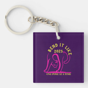 Porte-clés Personnalisable "Plier comme 2025" Yoga Cat