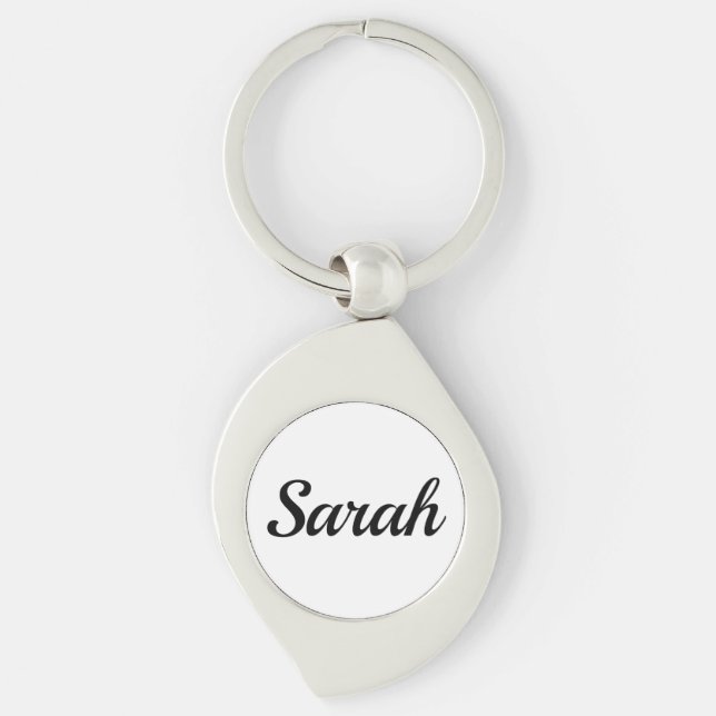 Porte-clés personnalisable prénom Sarah, noir et blanc (Devant)