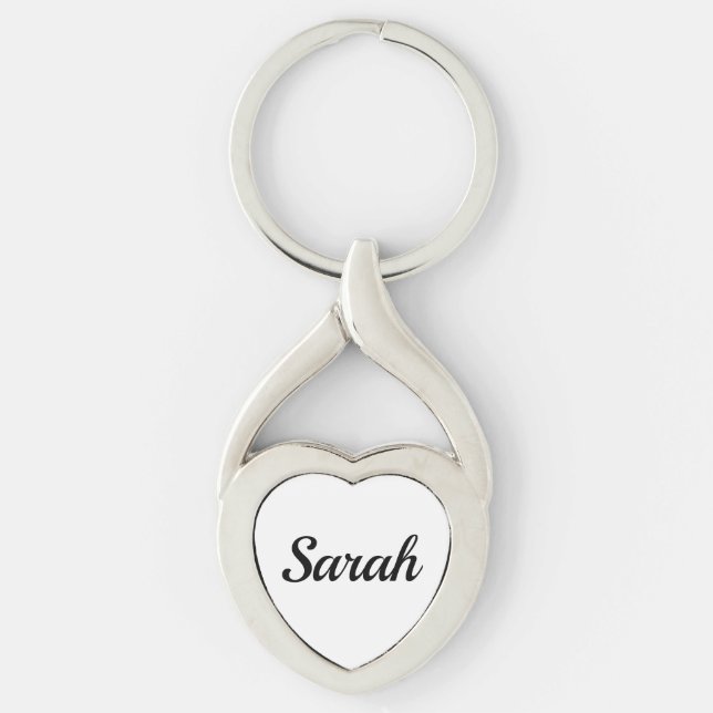 Porte-clés personnalisable prénom Sarah, noir et blanc (Devant)
