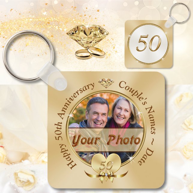 Porte-clés Personnalisé 50e anniversaire Faveurs de la fête, (PHOTO Personalized 50th Anniversary Party Favors. 50th wedding anniversary favors souvenirs. 50 year)