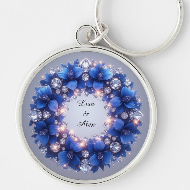 🌿 Porte-clés personnalisé avec couronne florale b (Devant)
