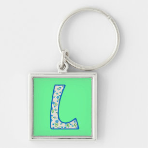 Porte-clés personnalisé avec initiale L, motif flo
