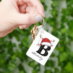 Porte-clés personnalisé avec monogramme de Noël po