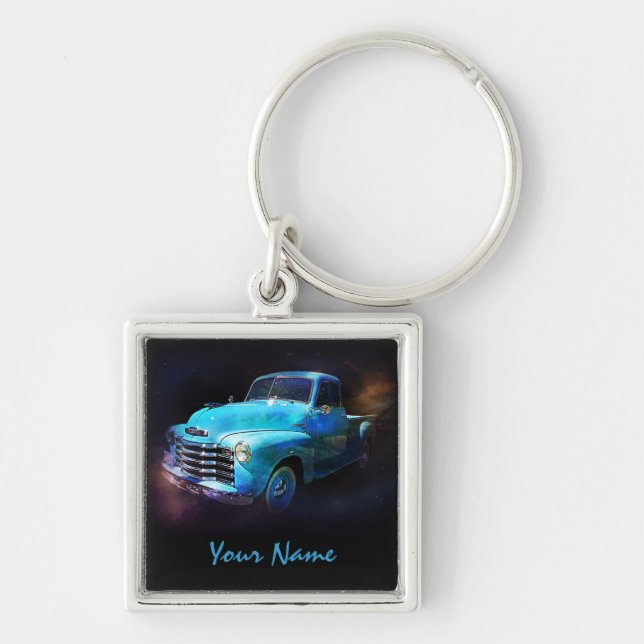 Porte-clés Personnalisé avec votre nom - camion antique (Devant)
