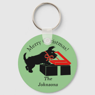 Porte-clés personnalisé de Noël avec un chien Scot