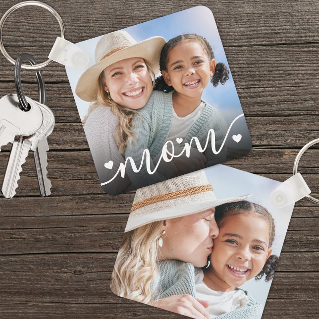 Porte-clés Personnalisé Double face Maman Deux photos (Custom Double Sided Mom Two Photo keychain )
