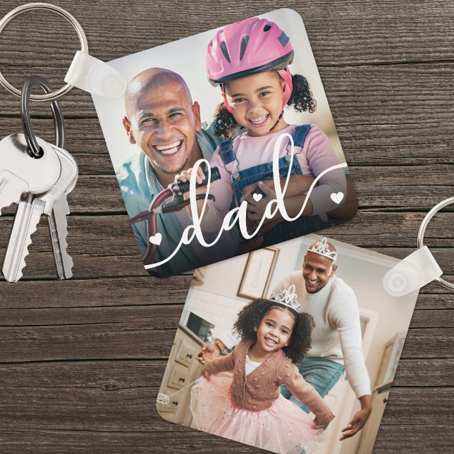 Porte-clés Personnalisé Double face père deux photo (Custom Double Sided Dad Two Photo keychain)