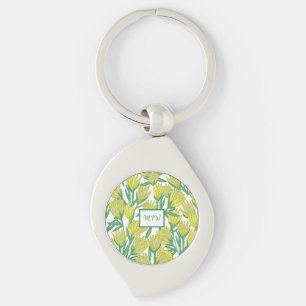 Porte-clés Personnalisé Jaune Original Art Floral Design Port