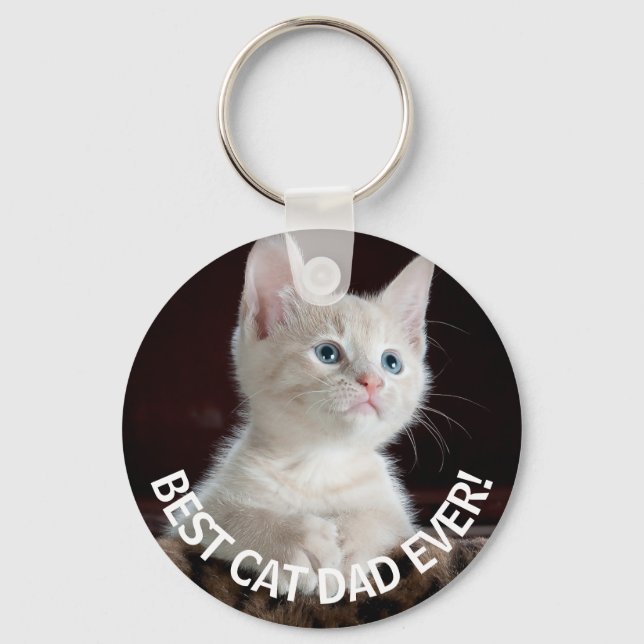 Porte-clés Personnalisé Meilleur Chat Papa Jamais, (Recto)