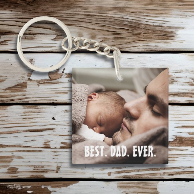 Porte-clés Personnalisé Meilleur Papa Jamais, Photo (Créateur téléchargé)