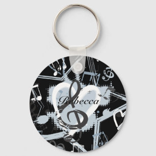 Porte-clés Personnalisé Musical Star note designer motif