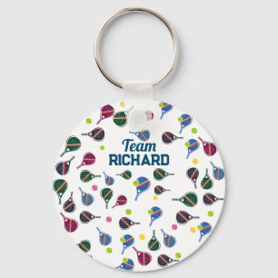 Porte-clés Personnalisé Nom Pickleball Sports Team Coloré