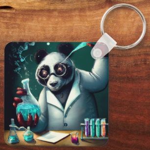 PORTE-CLÉS PERSONNALISÉ PANDA SCIENTIFIQUE FOU