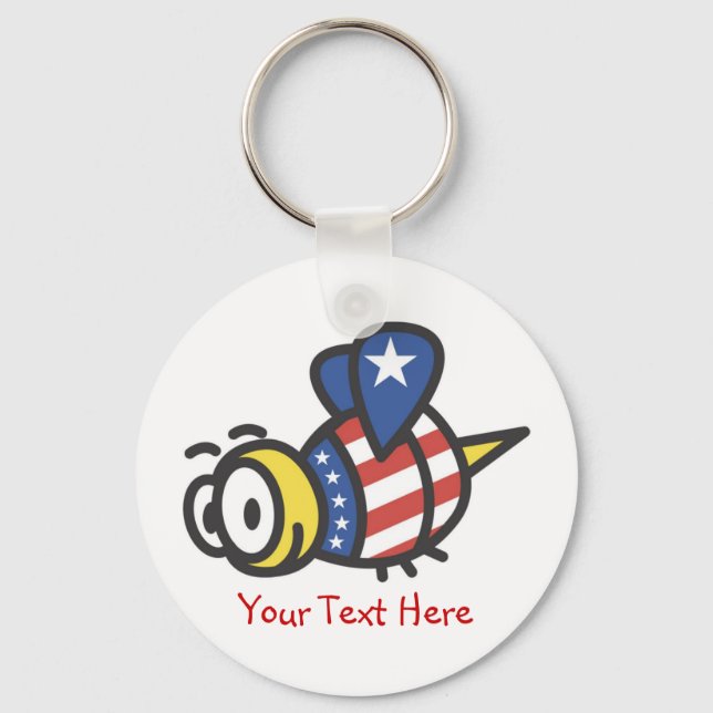Porte-clés Personnalisé Patriotique Bumble Bee Porte - clés (Recto)