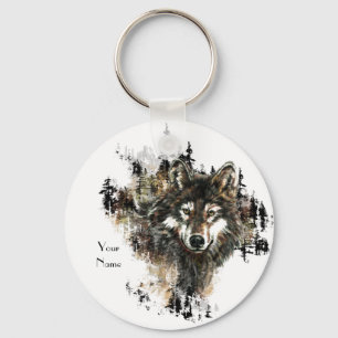 Porte-clés Personnalisé, personnalisation Wolf Mountain Art a