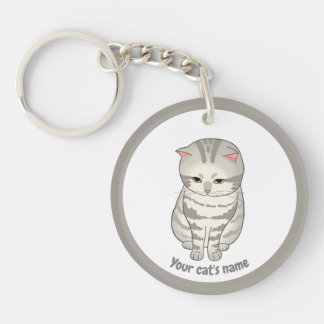 Porte-clés personnalisé pour amateur de chat gris
