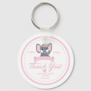 Porte-clés Personnalisé rose floral mignon Baby shower élépha