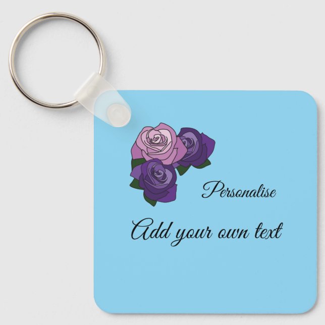 Porte-clés personnalisé Rose pour mariages ou Swee (Recto)