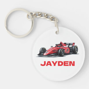 Porte-clés personnalisé voiture de course rouge po