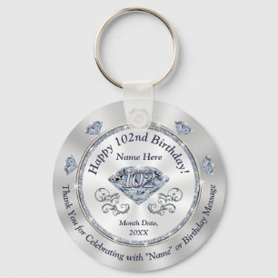 Porte-clés Personnalisée 102e Anniversaire Favors pour elle,