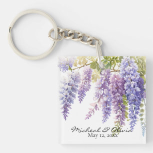 Porte-clés Personnaliser la glycine de l'aquarelle fleurie vi