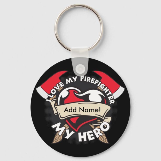 Porte-clés Personnaliser l'amour Mon pompier (Recto)