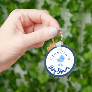 Porte-clés Personnaliser le Baby shower de transport bleu Fav