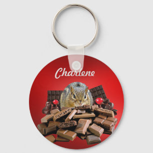 Porte-clés Personnaliser le plus doux jour Chocolat Chipmunk