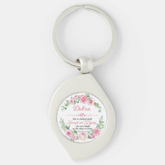 Porte-clés Personnaliser Prov 31:25 Fête des Mères Rose Rose