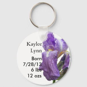 Porte-clés Personzlied Purple Iris Birth Announcement