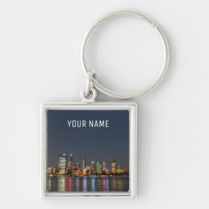 Porte-clés Perth Australia Skyline Night Reflections