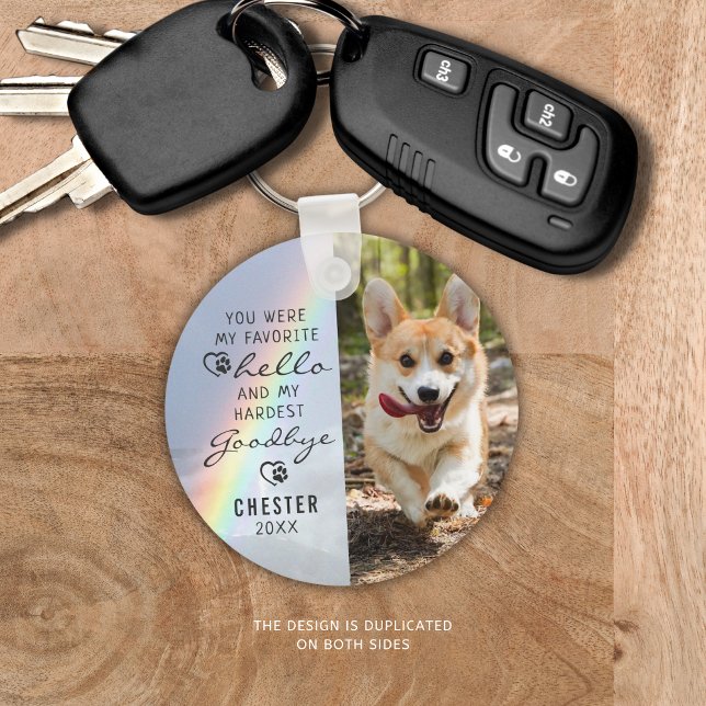 Porte-clés Pet Dog Memorial Favori Hello Photo Rainbow (Créateur téléchargé)