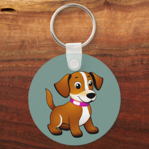 Porte-clés Petit chien brun, debout -